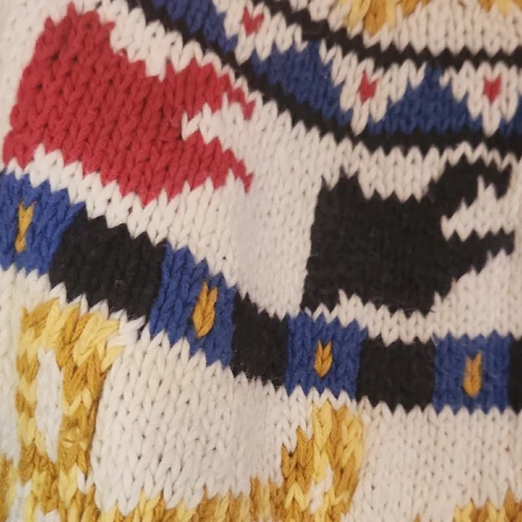 VTG Birch Bros Nordic Fair Isle Novelty Animal Pullover Sweater Blue Sz M - Picture 4 of 12